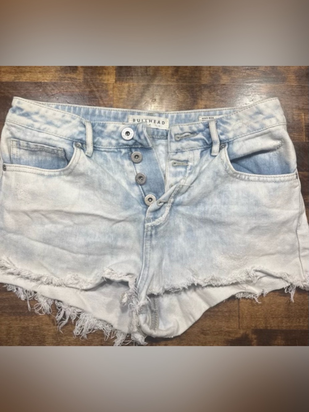 Bullhead Pale Blue Distressed Denim Cutoff Shorts